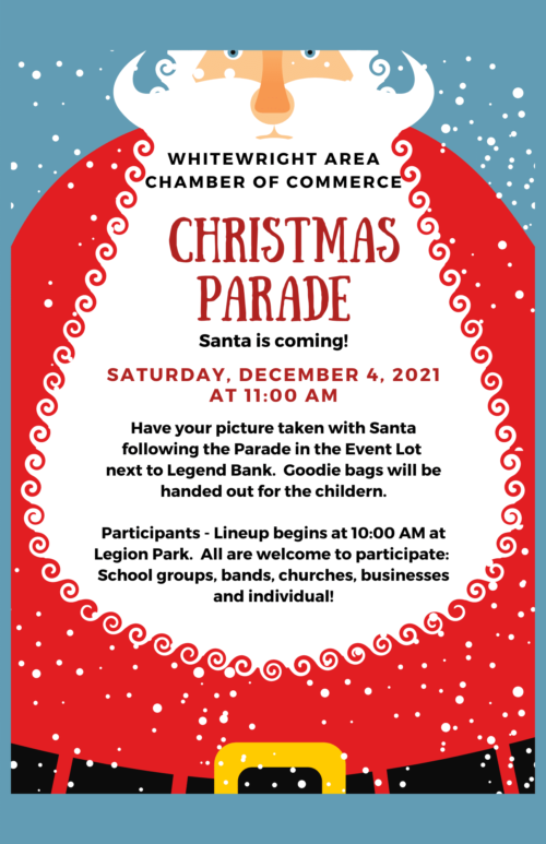 Whitewright Area Chamber of Commerce Annual Christmas Parade – Saturday, December 4, 2021 @ 11:00 AM in Downtown Whitewright, TX