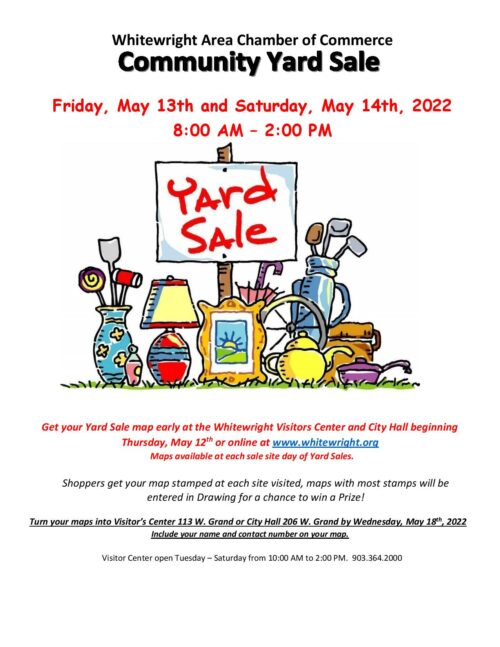 Whitewright Area Chamber of Commerce – Community Yard Sale May 13th & 14th (Map)