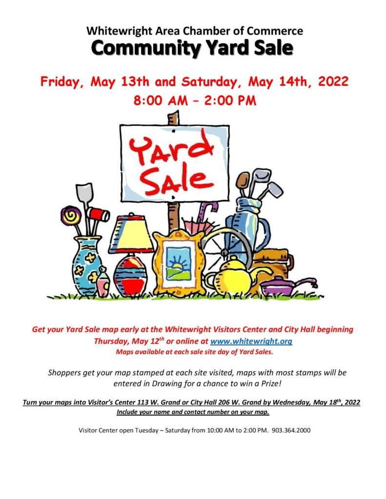 Whitewright Area Chamber of Commerce - Community Yard Sale May 13th & 14th (Map)
