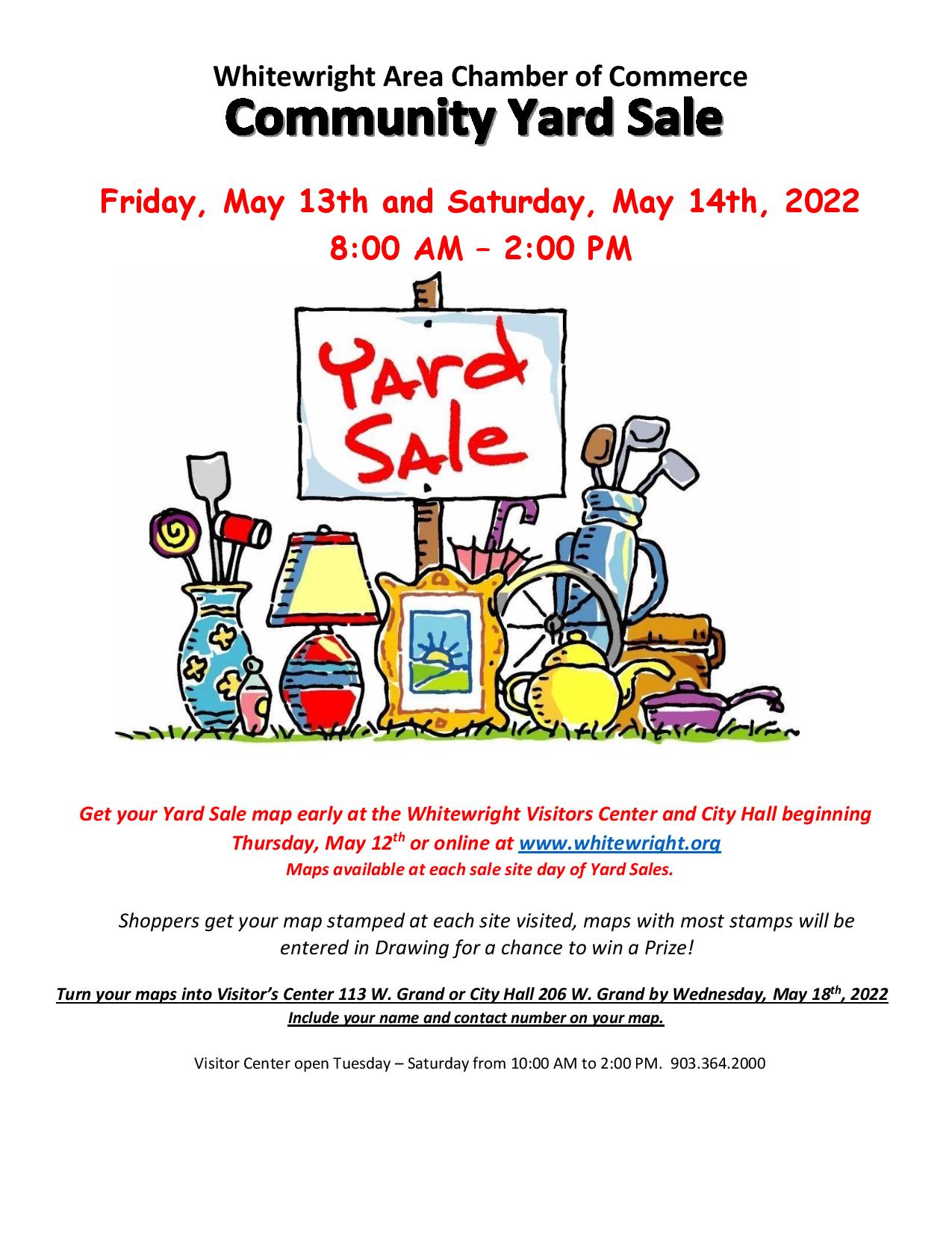 Whitewright Area Chamber of Commerce - Community Yard Sale May 13th & 14th (Map)